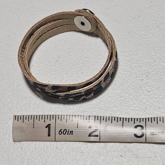 Retro 80s Leather Leopard Print Wrap Bracelet Magnetic Clasp Fashion Jewelry - Picture 4 of 4